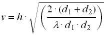 v = h*sqrt(2*(d1+d2)/(d1*d2))