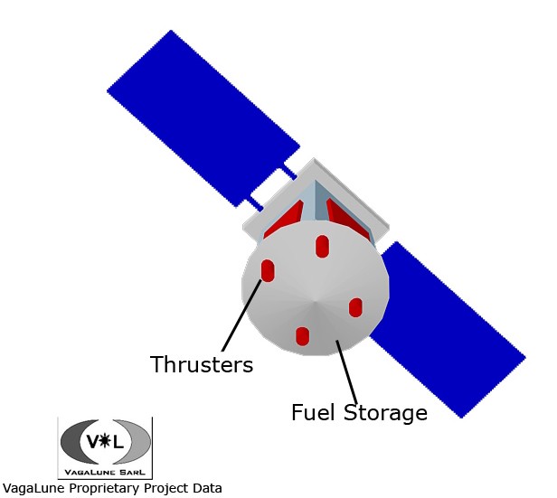 CAD drawing of bottom of LM showing location of fuel thrusters