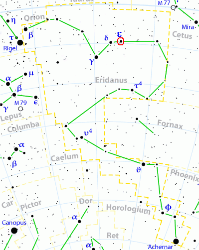 Epsilon Eridani Location